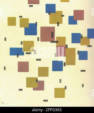 Composition in Color. Piet Mondrian (Pieter Mondriaan) 1917. Oil on canvas. Piet Mondrian (7 March 1872 â€“ 1 February 1944) was a Dutch modern artist of the De stijl group. Stock Photo