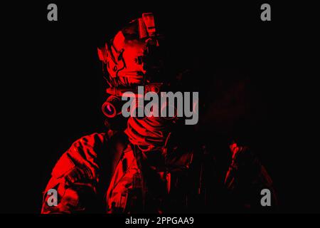 Army special forces fighter low key studio shoot Stock Photo