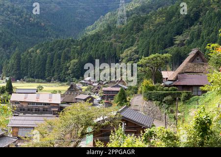 Traditional thatched roof houses in small village of Miyama of Kyoto in Japan Stock Photo