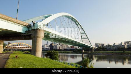 Taipei, Taiwan 23 July 2022: Macarthur Bridge and Keelung River in Taipei city of Taiwan Stock Photo