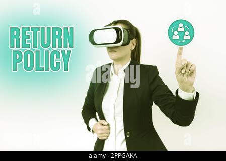 Inspiration showing sign Return Policy. Concept meaning Tax Reimbursement Retail Terms and Conditions on Purchase Stock Photo