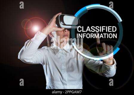 Conceptual caption Classified Information. Business showcase Sensitive Data Top Secret Unauthorized Disclosure Stock Photo