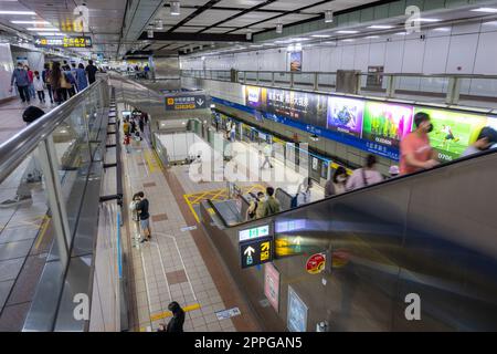 Taipei, Taiwan, 14 March 2022: Zhongxiao Xinsheng metro station in Taipei city Stock Photo