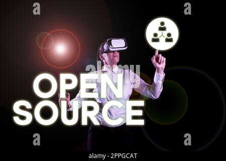 Conceptual display Open Source. Conceptual photo denoting software which original source code freely available Stock Photo