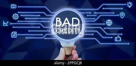 Inspiration showing sign Bad Credit. Business idea offering help after going for loan then getting rejected Stock Photo