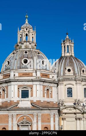 Domes of the churches Santa Maria di Loreto and Church of the Most Holy Name of Mary at the Trajan Forum, Rome, Italy Stock Photo