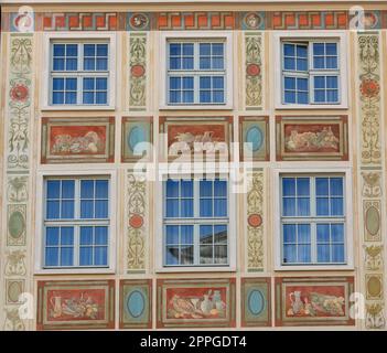 The facade of the restored Gdansk patrician house in the Long Market. Pomerania, Poland Stock Photo