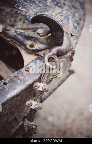 Used dirty hook from a truck winch Stock Photo