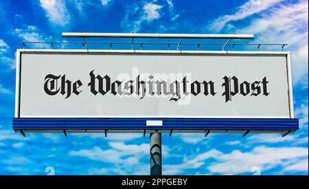 Advertisement billboard displaying logo of The Washington Post Stock Photo