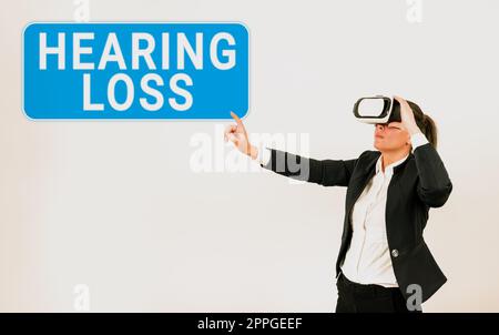 Writing displaying text Hearing Loss. Business approach is partial or total inability to listen to sounds normally Stock Photo