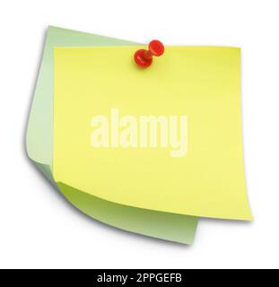 Blank colorful notes pinned on white background, top view Stock Photo
