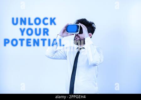 Inspiration showing sign Unlock Your Potential. Business concept Unleash the abilities that may lead to future success Stock Photo