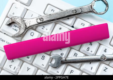 Computer Keyboard And Symbol.Information Medium For Communication.Laptop Keyboard For Typing New Ideas And Planning Development.Technological Equipment Accessing Internet Stock Photo