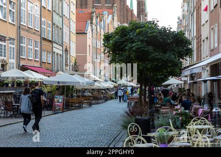 Beer pubs and cafes on Piwna Street in Gdansk Stock Photo