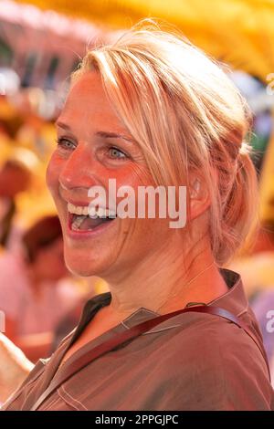 Tanja Wedhorn ( actress ) at the 127th German Trotting Derby 2022 at the trotting track Mariendorf. Stock Photo