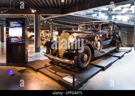 Lincoln V12 series 277B model KB - Classic retro car. Riga motor museum. Riga, Latvia, 17 August 2022. Stock Photo