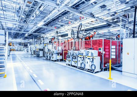 robots in a car plant Stock Photo