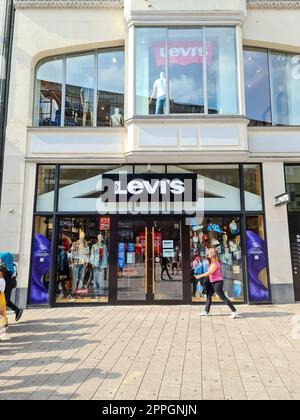 Hamburg, Germany - 03 September 2022: Entrance to a Levis clothing shop Stock Photo