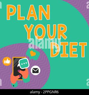 Text caption presenting Plan Your Diet. Word Written on Schedule fitness activities and meals to lose weight Square And Oval Blank Speech Bubbles Representing Connecting To People. Stock Photo
