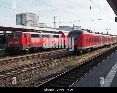Trains at Nuernberg Hauptbahnhof central station in Nuernbergp Stock Photo