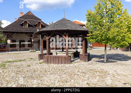 Reconstruction of Galician small town from the turn of the 19th and 20th centuries, Sadecki Ethnographic Park, Nowy Sacz, Poland Stock Photo