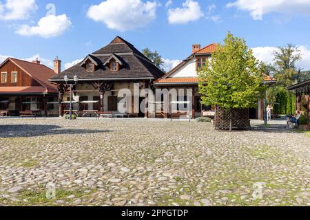 Reconstruction of Galician small town from the turn of the 19th and 20th centuries, Sadecki Ethnographic Park, Nowy Sacz, Poland Stock Photo