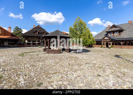 Reconstruction of Galician small town from the turn of the 19th and 20th centuries, Sadecki Ethnographic Park, Nowy Sacz, Poland Stock Photo