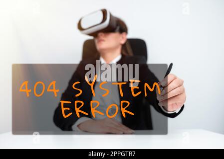 Conceptual caption 404 System Errormessage appears when website is down and cant be reached. Internet Concept message appears when website is down and cant be reached Stock Photo
