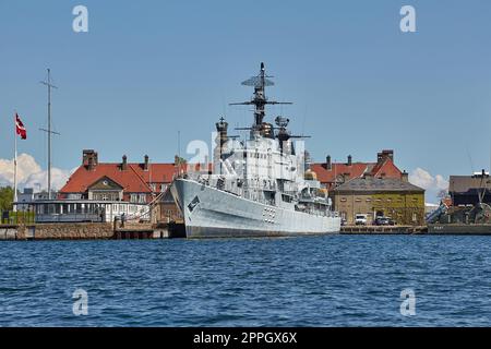 Copenhagen docks with warships HDMS Peder Skram Stock Photo
