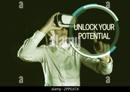 Conceptual display Unlock Your Potential. Business overview Maximize the Strength and Capability Make a Difference Stock Photo