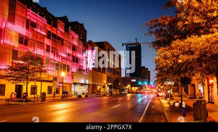 Lexington Main street at night Stock Photo