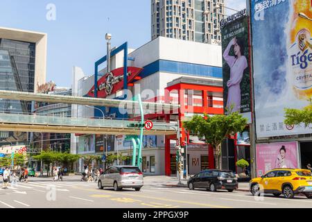 Taipei, Taiwan 21 July 2022: Taipei city street in xinyi district Stock Photo