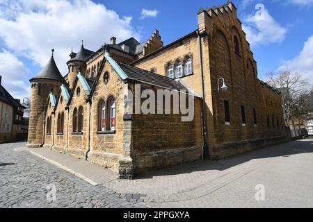 Former secondary school Hoher Weg in Goslar in the style of an old castle Stock Photo