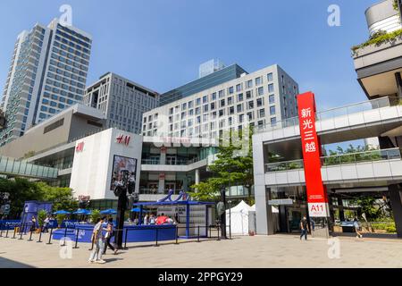 Taipei, Taiwan 21 July 2022: Taipei city street in xinyi district Stock Photo