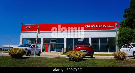 Antalya, Turkey - September 17, 2022: Sign Kia Motors. Stock Photo