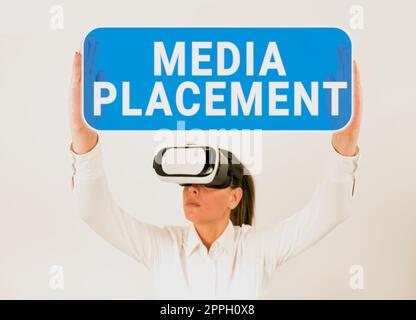 Key Placement Sign Message Hand writing sign Media Placement. Internet Concept the method of ...
