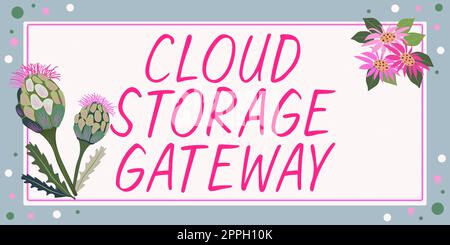 Hand writing sign Cloud Storage Gateway. Word Written on Server which resides at the customer premises Stock Photo