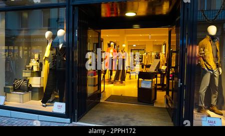 Massimo Dutti store in Vendome. Massimo Dutti is a Italian clothes manufacturing company, part of the Inditex group. Stock Photo