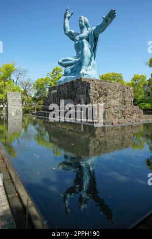 Nagasaki, Japan - April 23, 2023: Peace Statue by sculptor Seibou Kitamura in the Peace Park in Nagasaki, Japan. Stock Photo