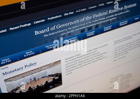 US Federal Reserve Board web site Stock Photo