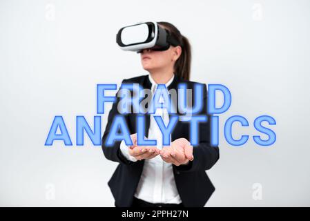 Sign displaying Fraud Analytics. Concept meaning identification of actual or expected fraud to take place Stock Photo