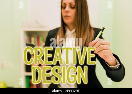 Text caption presenting Creative Design. Concept meaning subset of visual communication and communication design Stock Photo