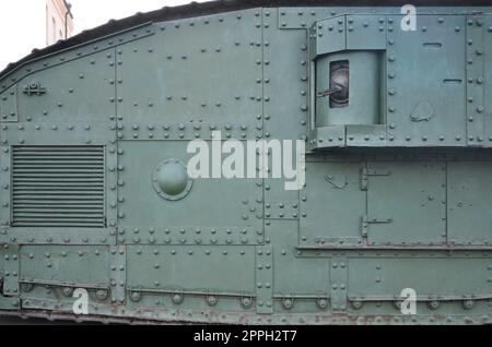 Abstract green industrial metal textured background with rivets and bolts Stock Photo