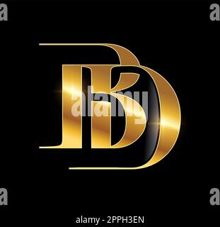 Golden Monogram Initial Letters BD Stock Vector