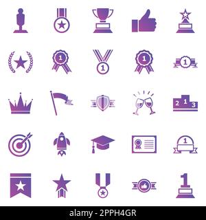 Success gradient icons on white background Stock Vector