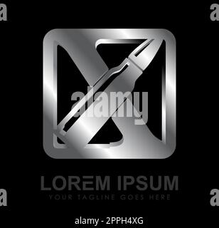 bullet rifle Monogram Logo initial letter X Stock Vector