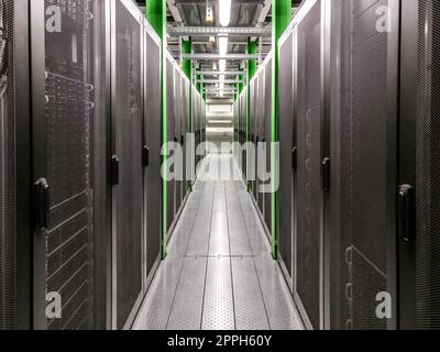 Corridor in server room data center Stock Photo