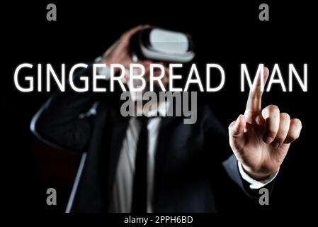 Writing displaying text Gingerbread Mancookie made of gingerbread usually in the shape of human. Business concept cookie made of gingerbread usually in the shape of human Stock Photo