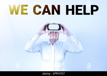 Writing displaying text We Can Help. Word Written on Let us support you give advice assistance service solutions Stock Photo