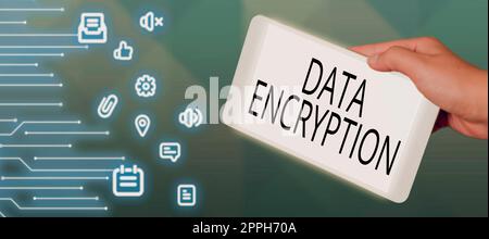 Sign displaying Data EncryptionSymmetric-key algorithm for the encrypting electronic data. Business overview Symmetrickey algorithm for the encrypting electronic data Stock Photo